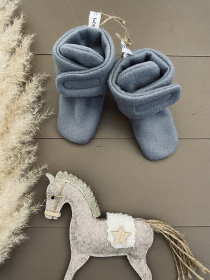 Пінетки флісові на ліпучці сірі  від 1 до 12 місяців